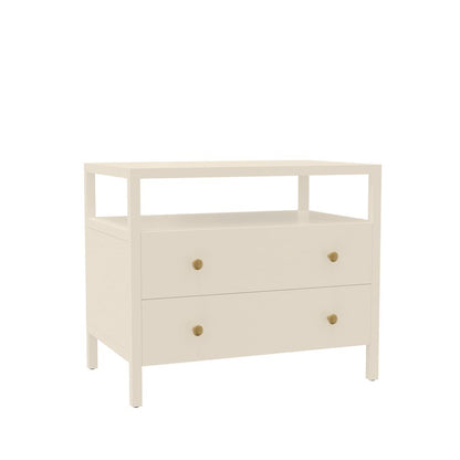 Nightstand with Drawer Modern Farmhouse Rubberwood and Oak Veneer