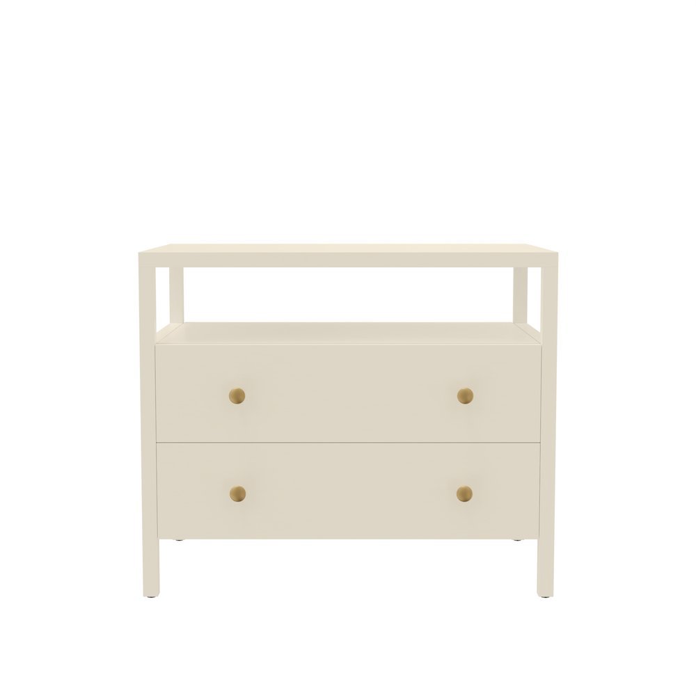 Nightstand with Drawer Modern Farmhouse Rubberwood and Oak Veneer