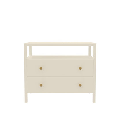 Nightstand with Drawer Modern Farmhouse Rubberwood and Oak Veneer
