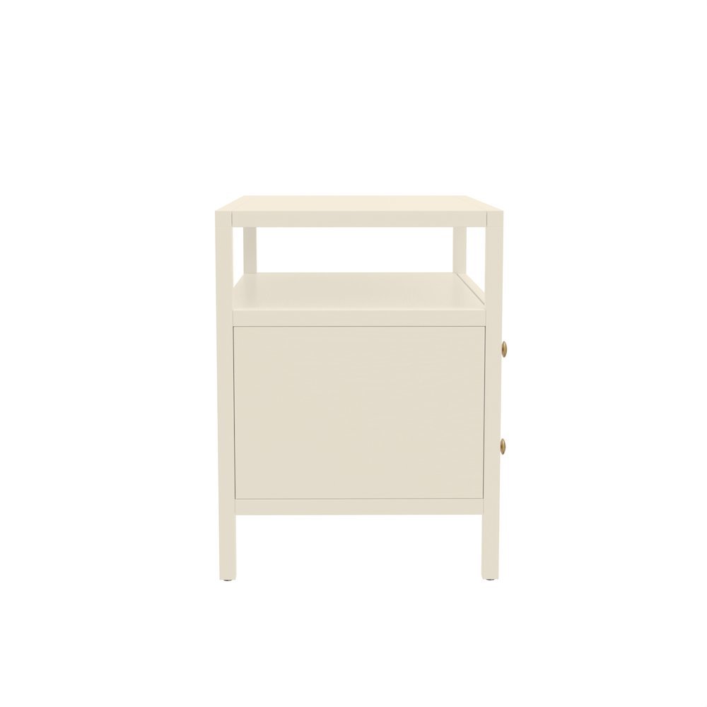 Nightstand with Drawer Modern Farmhouse Rubberwood and Oak Veneer