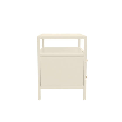 Nightstand with Drawer Modern Farmhouse Rubberwood and Oak Veneer