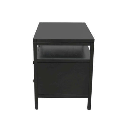 Black Modern Farmhouse Nightstand with Drawer Rubberwood Solids Oak Veneer