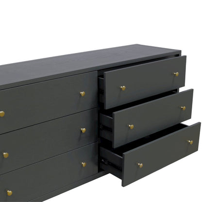 Black Modern Farmhouse Dresser with Spacious Drawers and Sleek Design