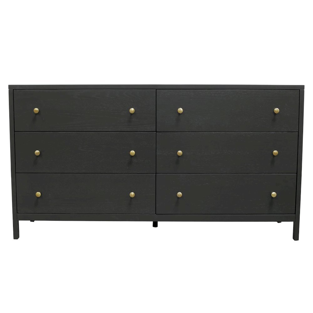 Black Modern Farmhouse Dresser with Spacious Drawers and Sleek Design