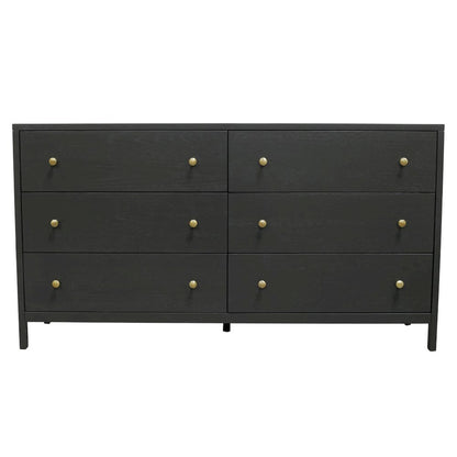 Black Modern Farmhouse Dresser with Spacious Drawers and Sleek Design