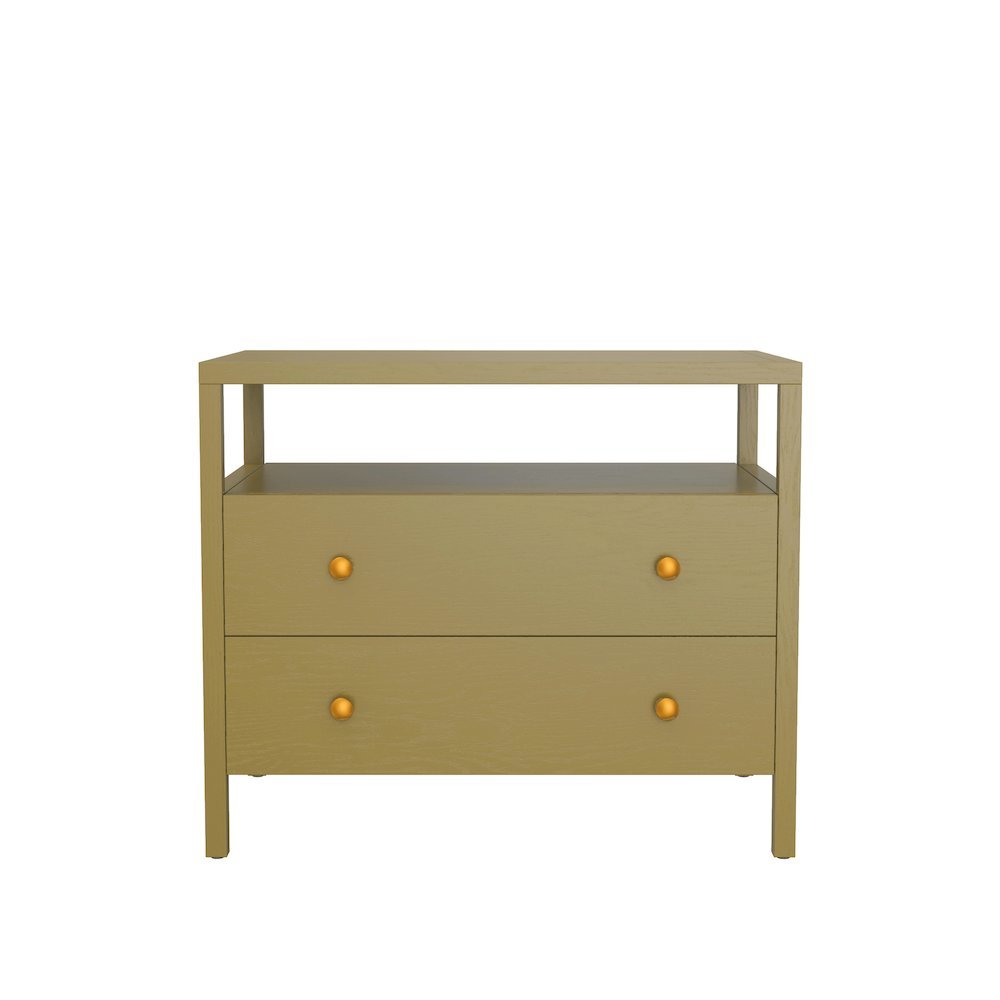 Modern Farmhouse Nightstand with Drawer Rubberwood Solids Oak Veneer