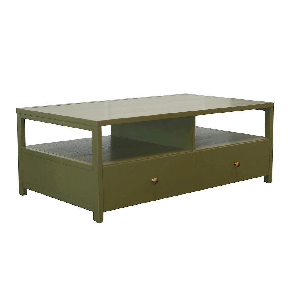 Olive Cocktail Table with Drawer Modern Farmhouse Design Solid Build