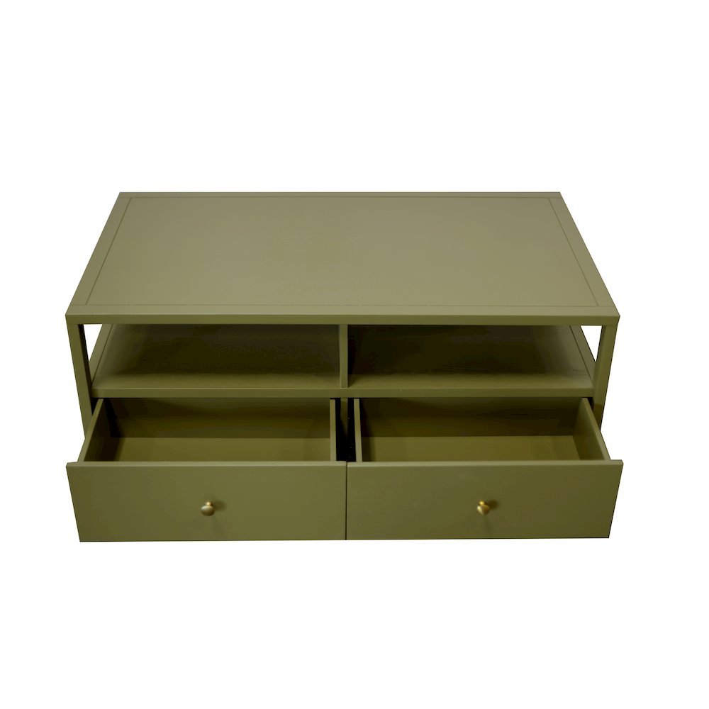 Olive Cocktail Table with Drawer Modern Farmhouse Design Solid Build