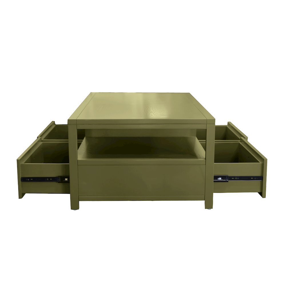 Olive Cocktail Table with Drawer Modern Farmhouse Design Solid Build