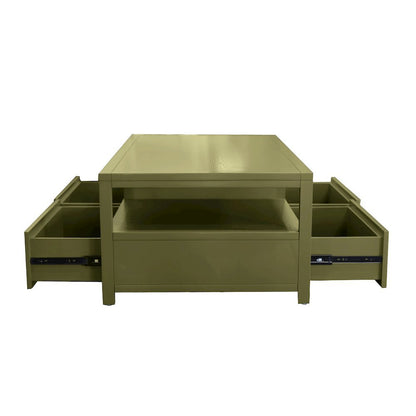Olive Cocktail Table with Drawer Modern Farmhouse Design Solid Build