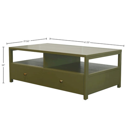 Olive Cocktail Table with Drawer Modern Farmhouse Design Solid Build