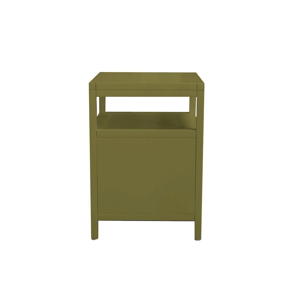 Olive Finish End Table with Drawer and Modern Farmhouse Design