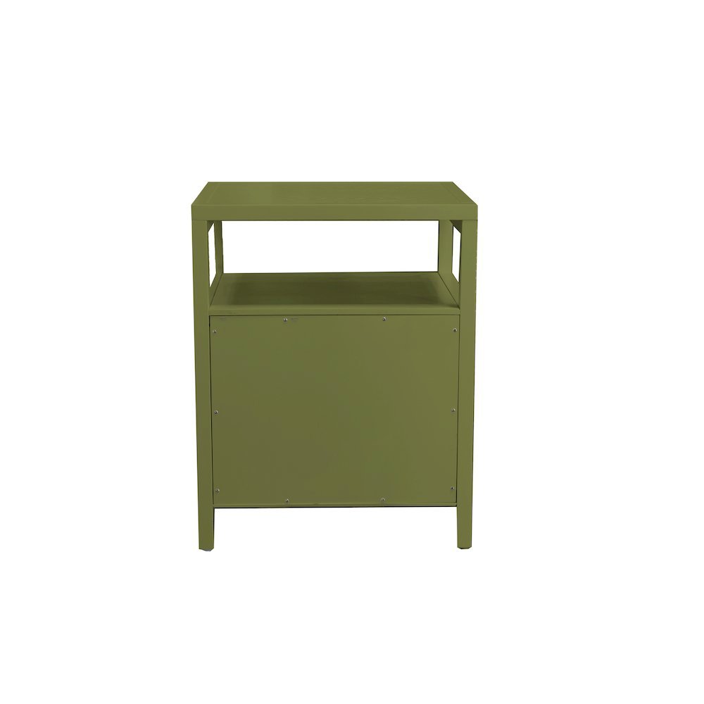 Olive Finish End Table with Drawer and Modern Farmhouse Design