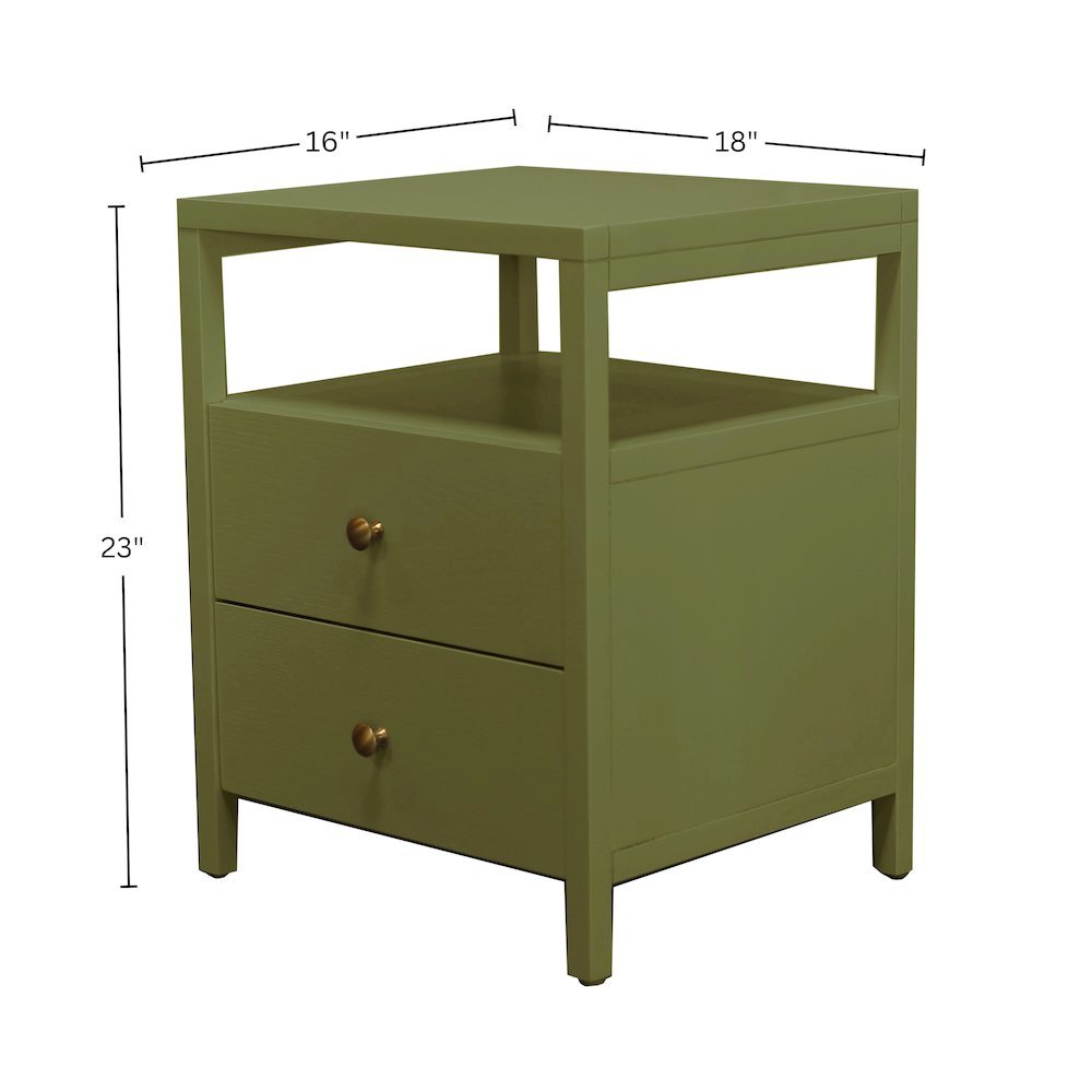 Olive Finish End Table with Drawer and Modern Farmhouse Design