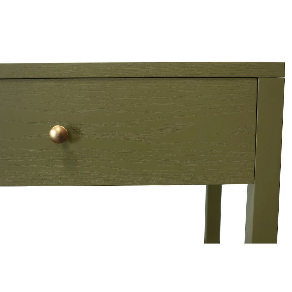 Olive Finish Writing Desk with Drawer Modern Farmhouse Design Solid Build