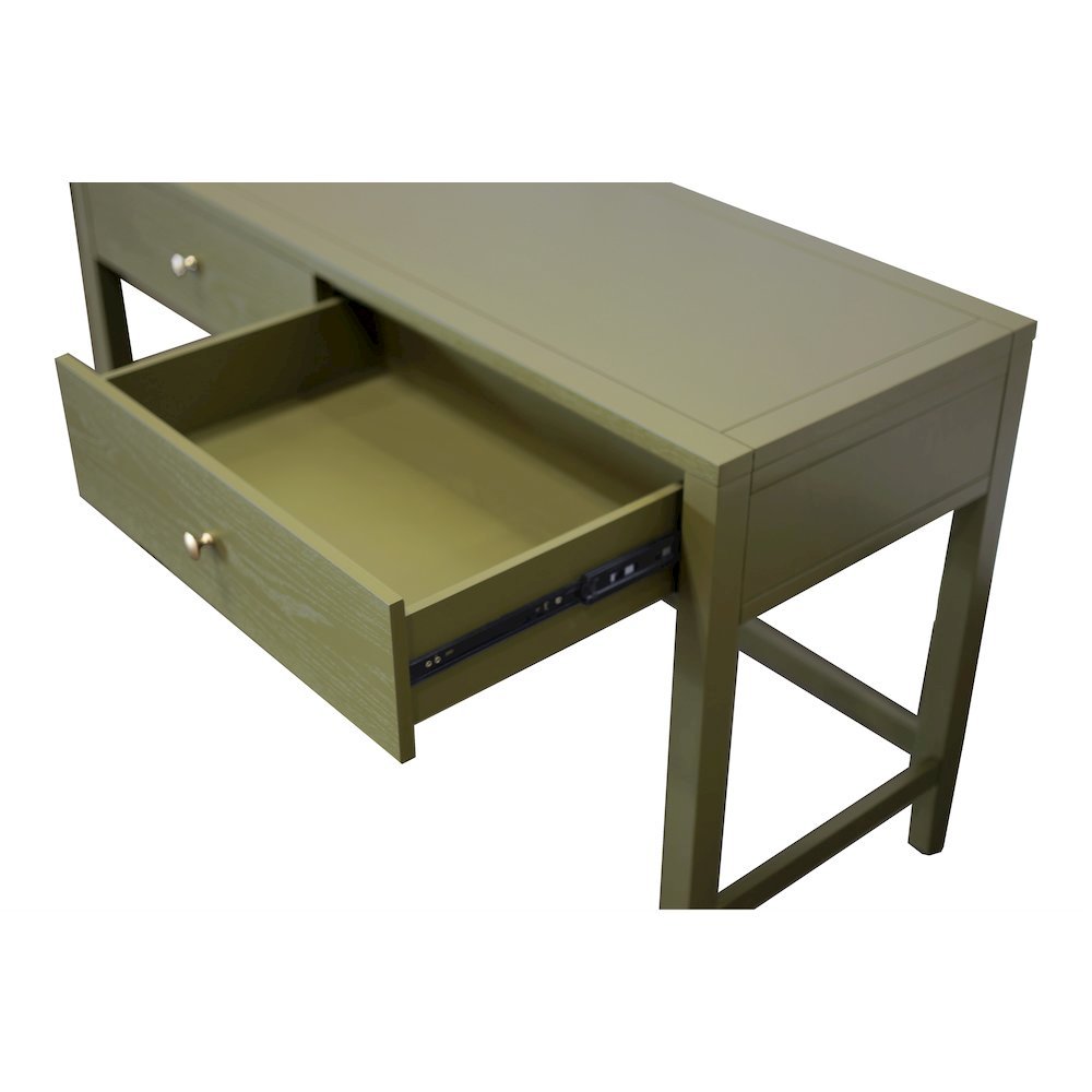 Olive Finish Writing Desk with Drawer Modern Farmhouse Design Solid Build