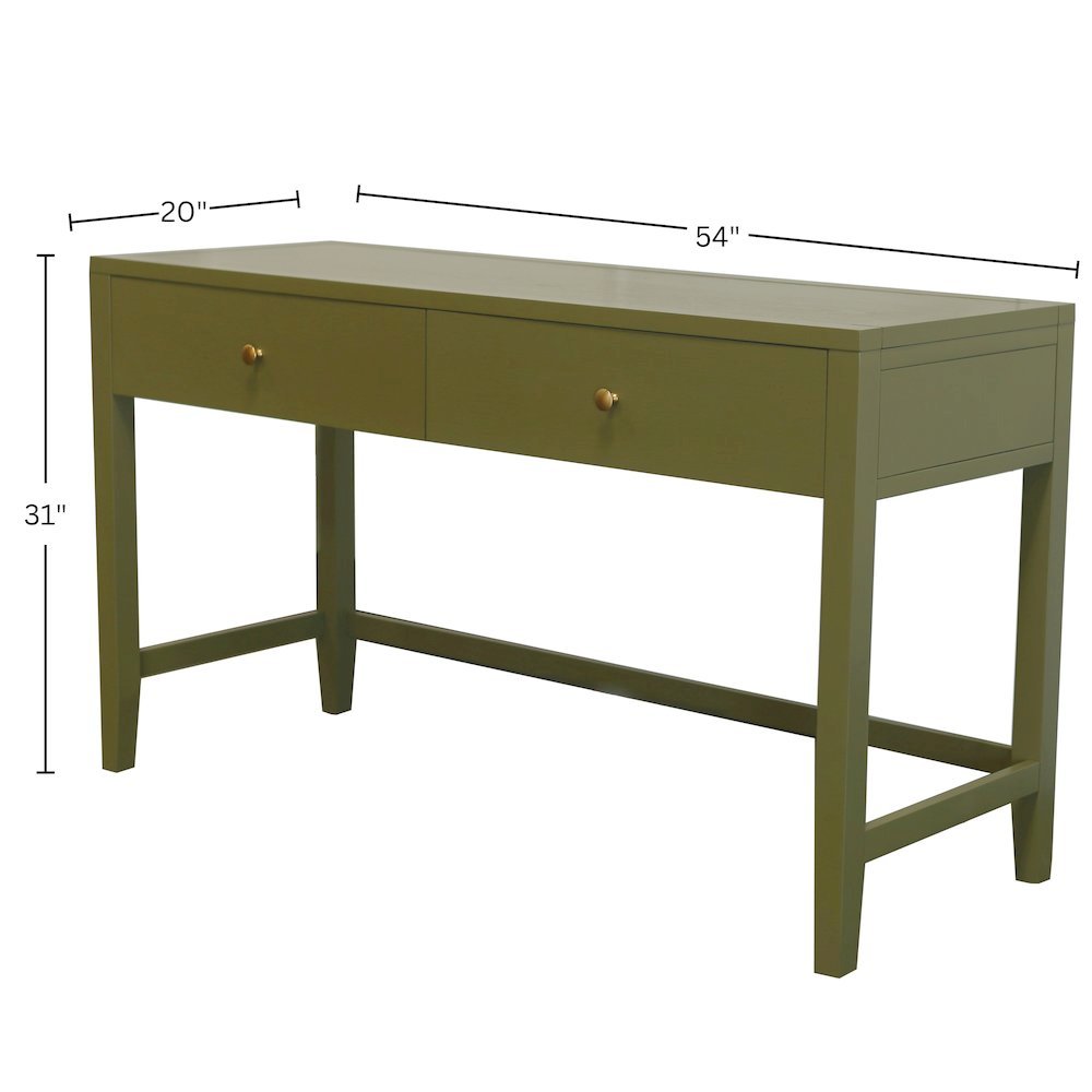 Olive Finish Writing Desk with Drawer Modern Farmhouse Design Solid Build
