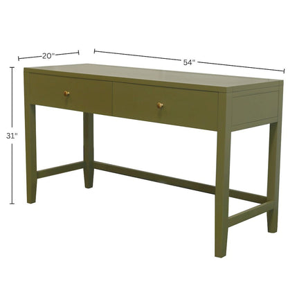 Olive Finish Writing Desk with Drawer Modern Farmhouse Design Solid Build