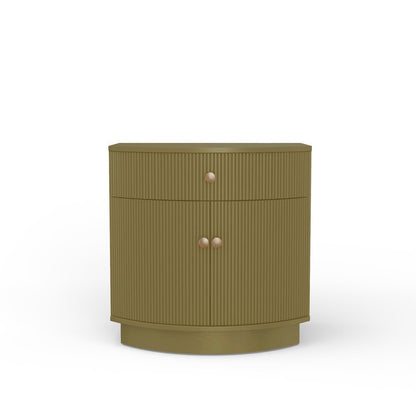 Nightstand Modern Contemporary Rubberwood with Oak Veneer Drawer and Shelf