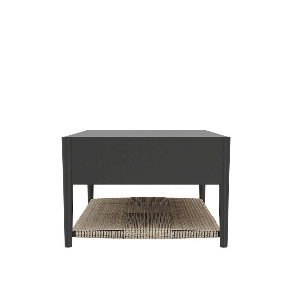 Charcoal Gray Coffee Table with Drawer and Open Shelf Modern Design