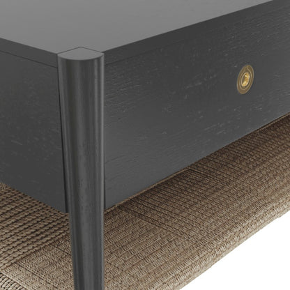 Charcoal Gray Coffee Table with Drawer and Open Shelf Modern Design