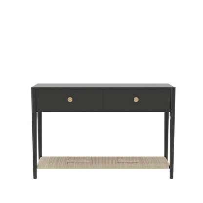 Console Table Charcoal Gray Modern Design with Drawer and Open Shelf Storage