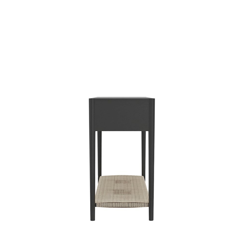 Console Table Charcoal Gray Modern Design with Drawer and Open Shelf Storage