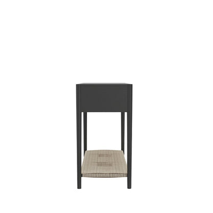 Console Table Charcoal Gray Modern Design with Drawer and Open Shelf Storage