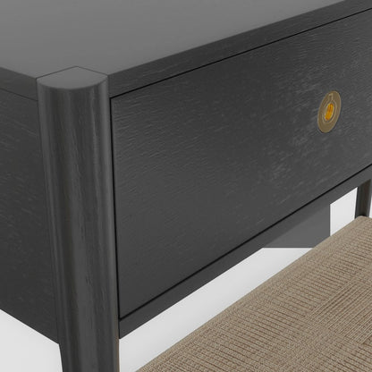 Console Table Charcoal Gray Modern Design with Drawer and Open Shelf Storage