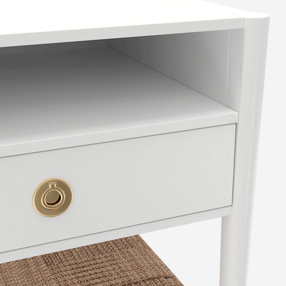 Modern Nightstand with Rubberwood Solids and Oak Veneer Drawer
