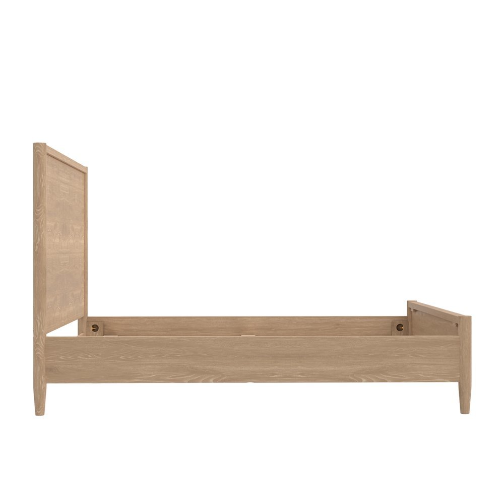 Queen Panel Bed Wood-Tone Modern Contemporary Design Solid Wood Frame