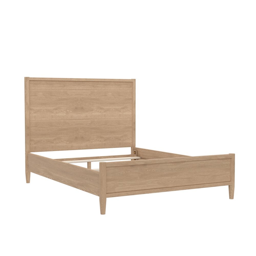Queen Panel Bed Wood-Tone Modern Contemporary Design Solid Wood Frame