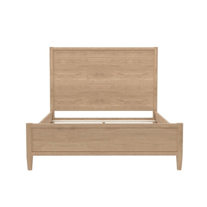 Queen Panel Bed Wood-Tone Modern Contemporary Design Solid Wood Frame