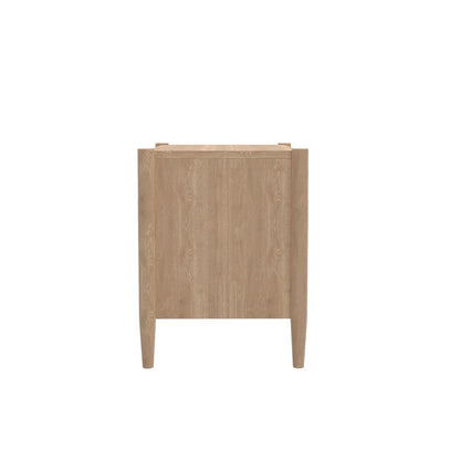 Light-Tone Rubberwood Nightstand with Oak Veneer and Modern Drawer Design