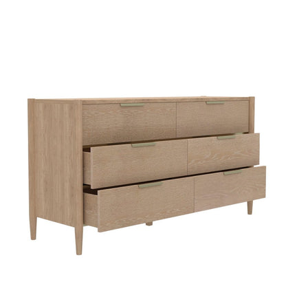 Light Wood Dresser with Modern Contemporary Design and Spacious Drawers