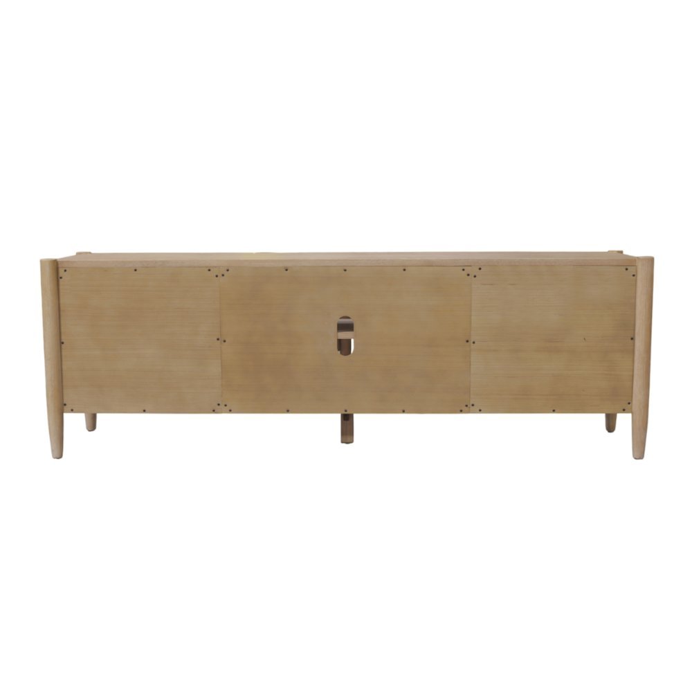 Wood-Finish TV Console with Modern Contemporary Design and Middle Shelf Storage