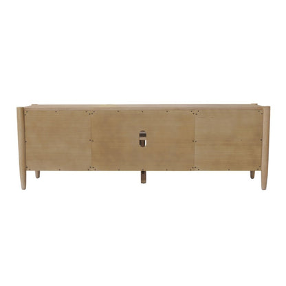 Wood-Finish TV Console with Modern Contemporary Design and Middle Shelf Storage