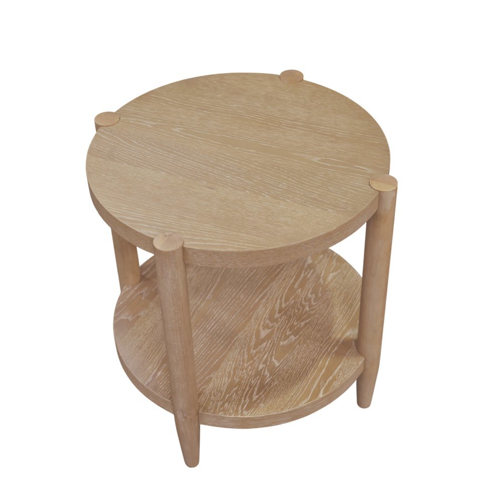 Light Wood Round End Table with Modern Contemporary Design
