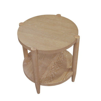 Light Wood Round End Table with Modern Contemporary Design