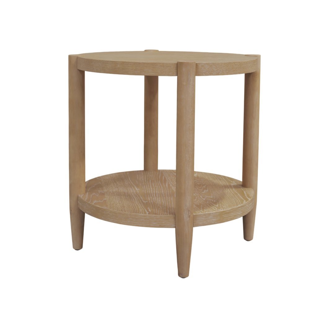 Light Wood Round End Table with Modern Contemporary Design