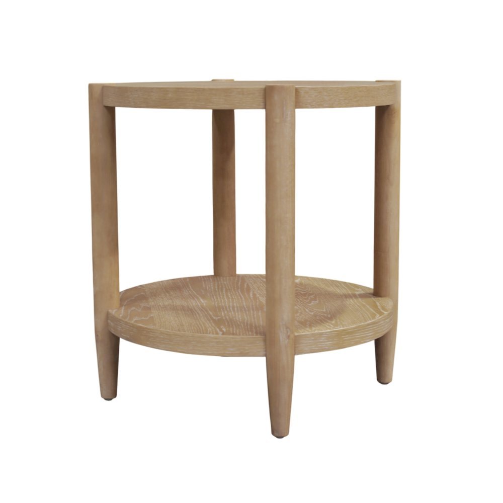 Light Wood Round End Table with Modern Contemporary Design