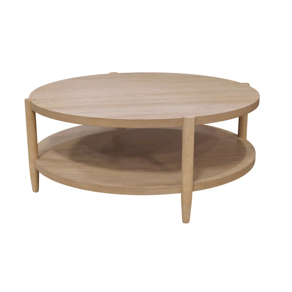 Neutral Round Coffee Table with Modern Contemporary Design and Sturdy Build