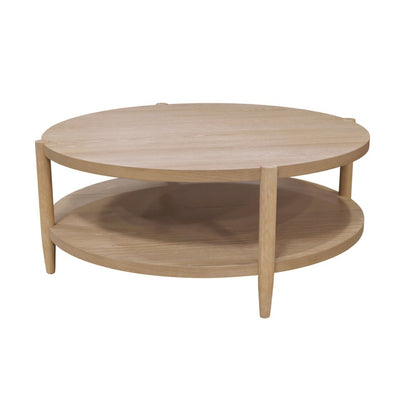 Neutral Round Coffee Table with Modern Contemporary Design and Sturdy Build