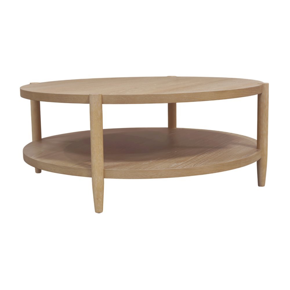 Neutral Round Coffee Table with Modern Contemporary Design and Sturdy Build