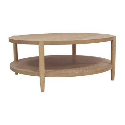 Neutral Round Coffee Table with Modern Contemporary Design and Sturdy Build