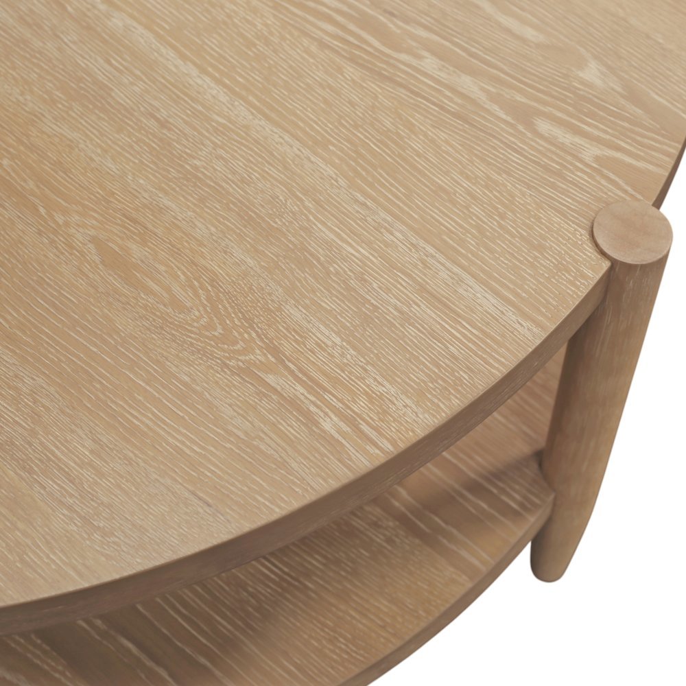 Neutral Round Coffee Table with Modern Contemporary Design and Sturdy Build