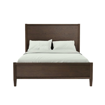 Walnut Queen Panel Bed with Modern Contemporary Design and Sturdy Frame