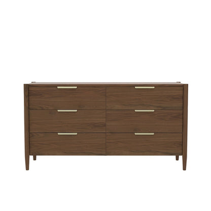 Walnut Modern Contemporary Dresser with Spacious Drawers and Sleek Design