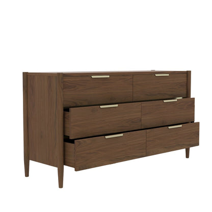 Walnut Modern Contemporary Dresser with Spacious Drawers and Sleek Design