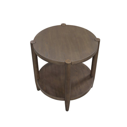 Round Walnut End Table with Modern Contemporary Design and Single Piece Build
